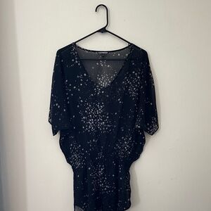 Express Black Blouse with white Details